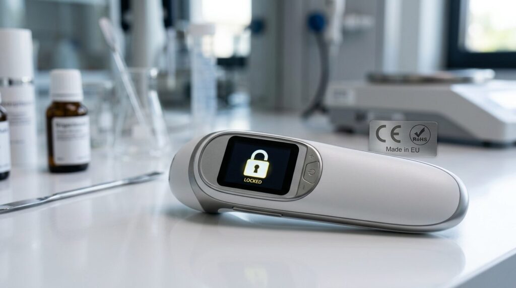 Close-up photorealistic image of a smart beauty product (int
