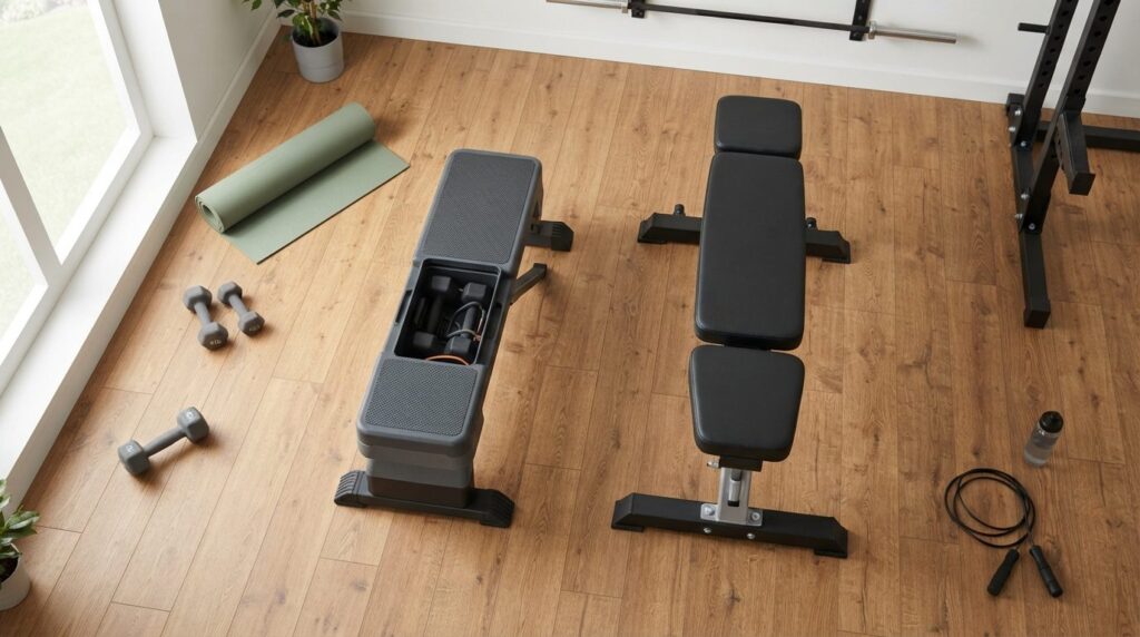Close-up flat lay comparison shot of two adjustable training